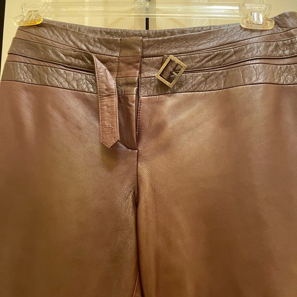 Cache Maroon Leather Boot Cut Pants - Picture 2 of 4